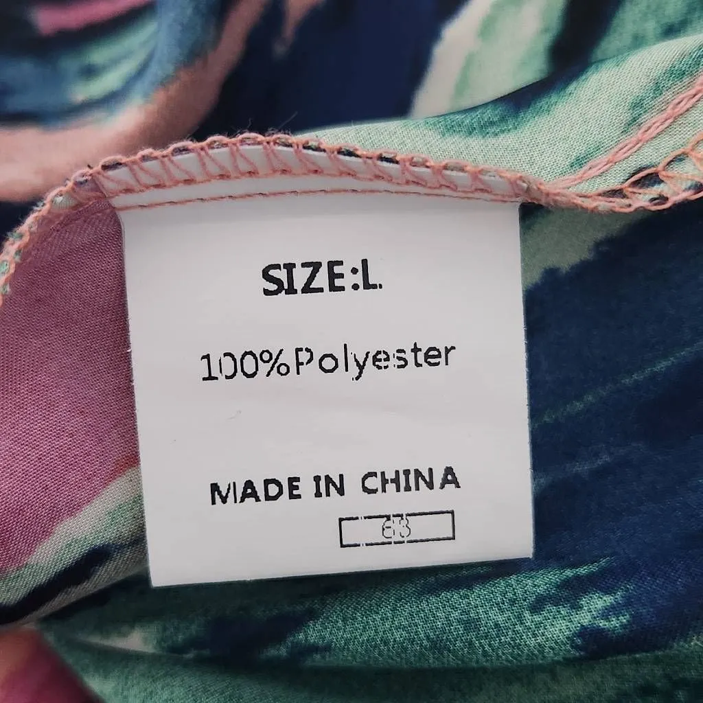 Colorful Abstract Print Boho Blouse with V - Image 7