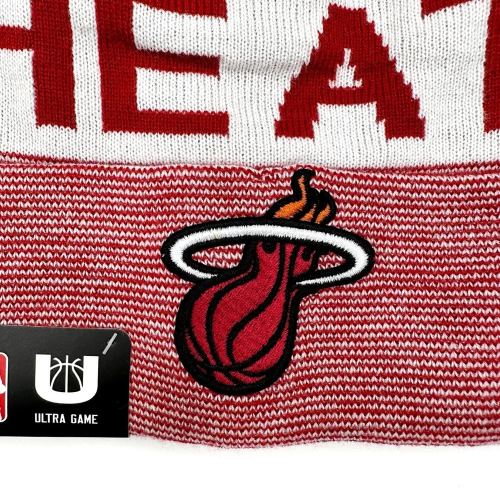 Miami Heat Beanie Mens Womens NBA Knit Winter Hat Embroidered Red Fan Gear Gift - Image 3