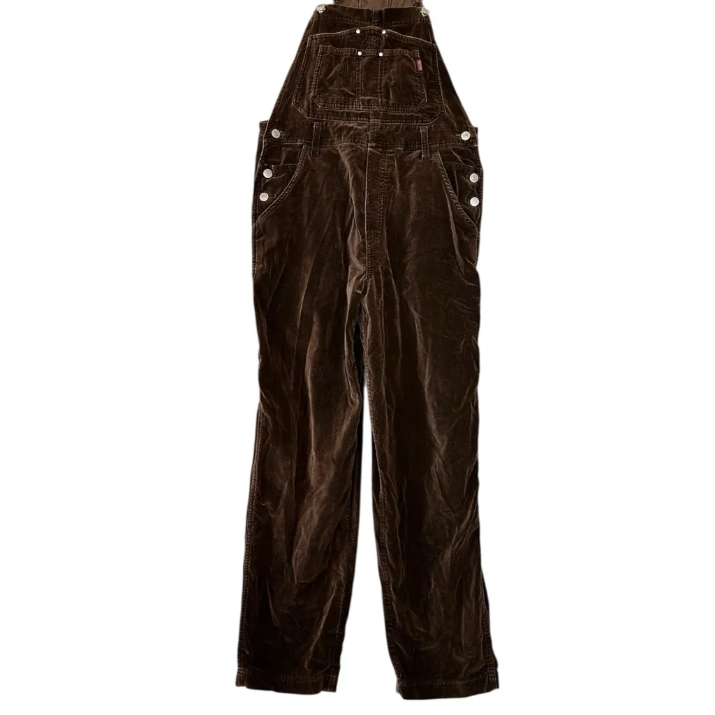 Jordache Vintage 90s Y2K Carpenter Overalls Chocolate Velvet Fall Size 7/9 M - Image 6