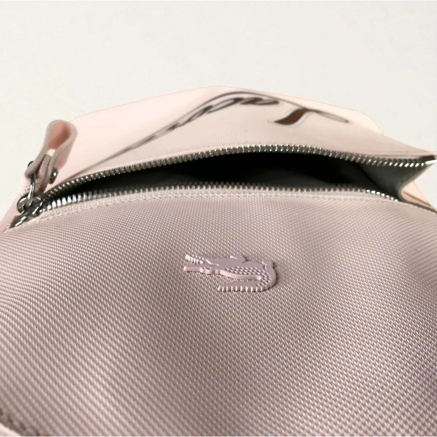 LACOSTE Script Logo Polyvinyl Backpack Light Pink School Travel Barbiecore Fairy - Image 7