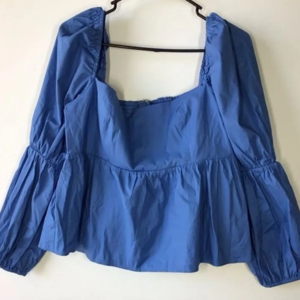 Jaxley Puff Sleeve Square Neck Blouse Blue - Image 7