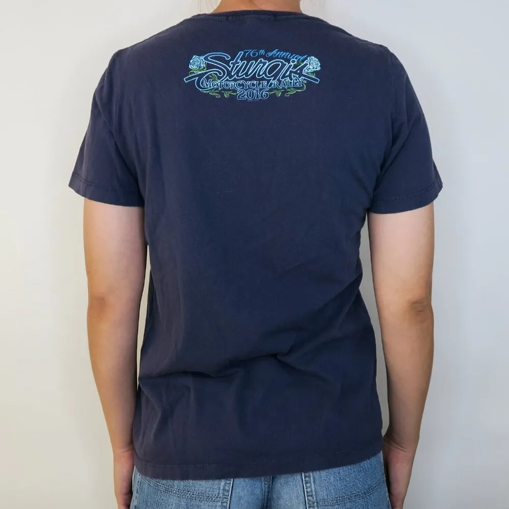 Sturgis 2016 Motorcycle Rally Women's Shirt Blue Size L - Image 4