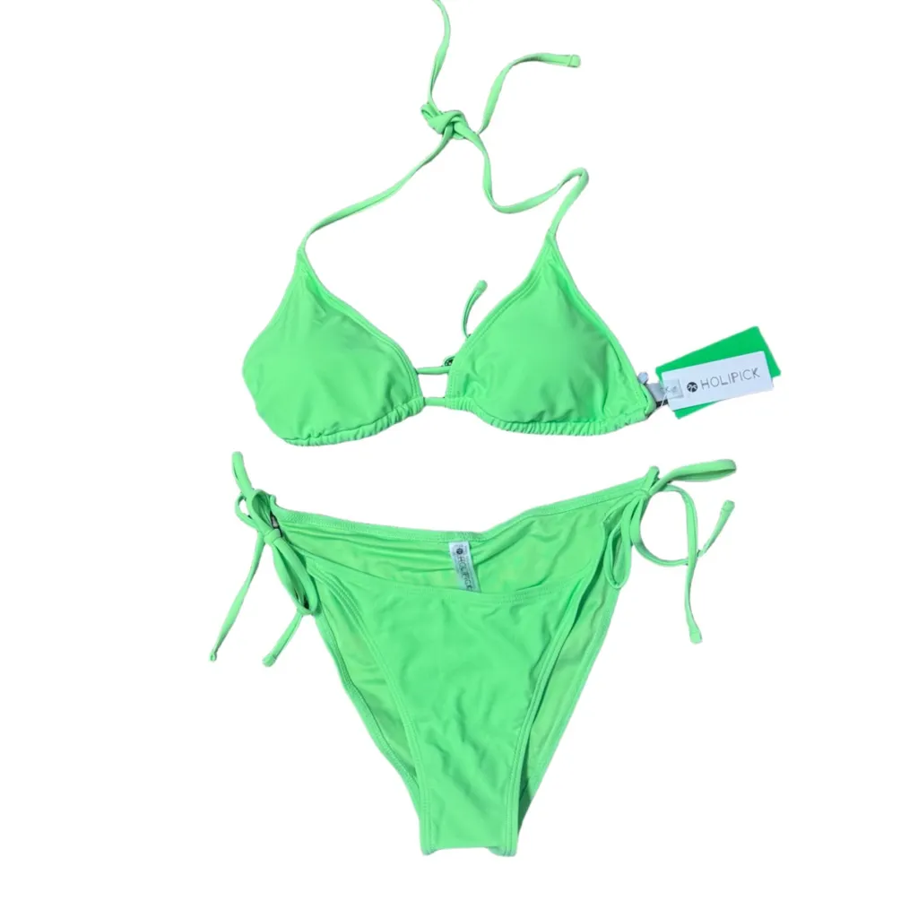 NWT Neon Green Triangle Tie Bikini Set‎ - Image 4