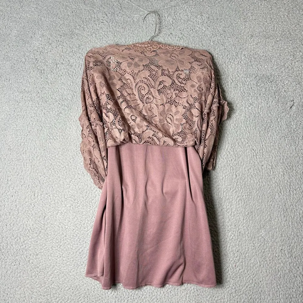 Olivia Blu Skirt Womens M Rose Pink Lace Midi‎ Skirt Romantic Vintage Girly - Image 3