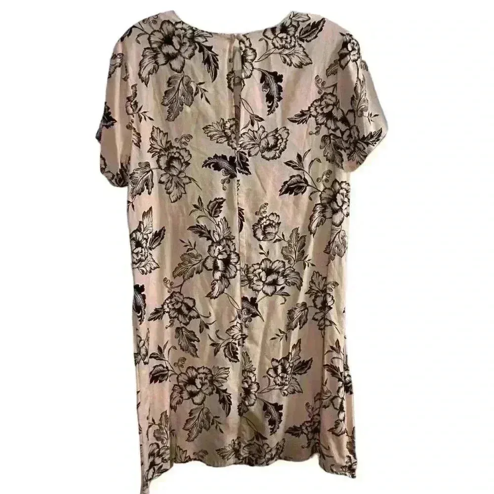 Forever 21 Women's M Beige Floral Knee Length Dress Short Sleeve Casual NWT - Image 4