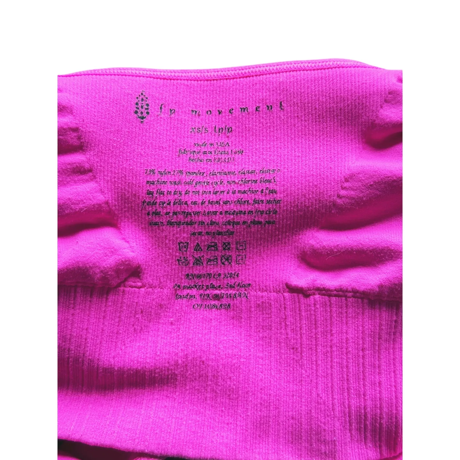 FP Movement Good Karma Square Neck Sports Bra XS/S Neon Hot Pink Athleisure - Image 5