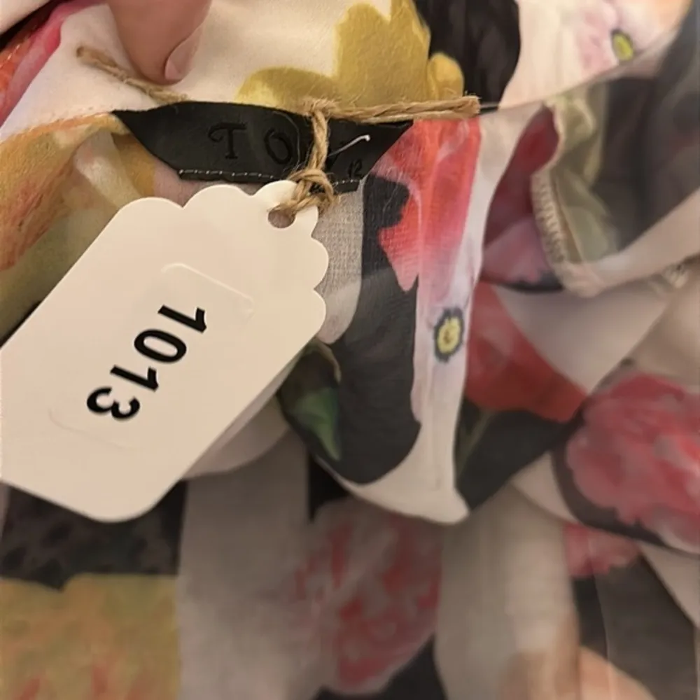 T.O.V. Multicolor Floral Striped Collared Button Up Sheer Blouse RARE 42 Euro L Size L - Image 40