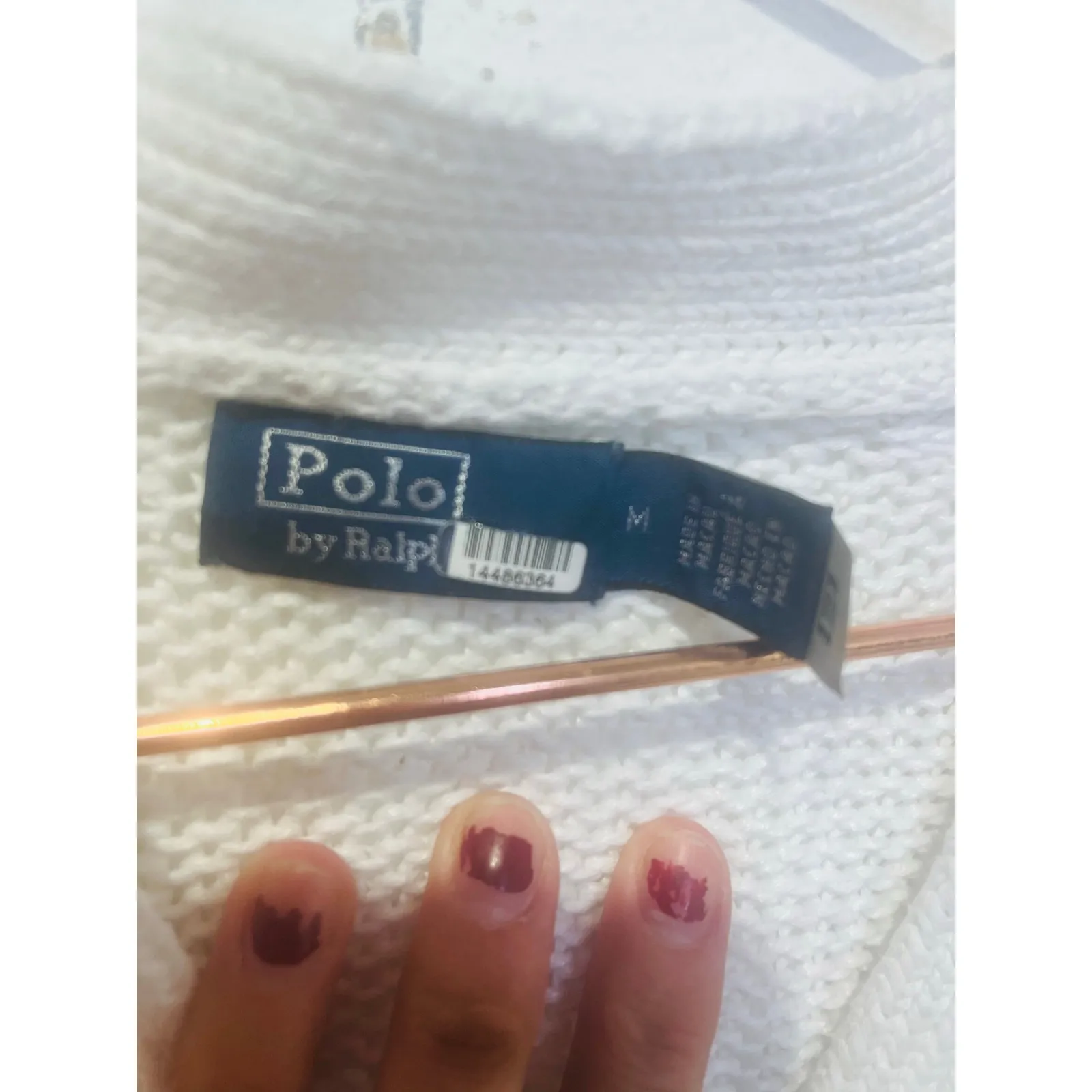 POLO RALPH LAUREN White Linen Blend Long Sleeve Knit Button Front Cardigan M Size M - Image 6