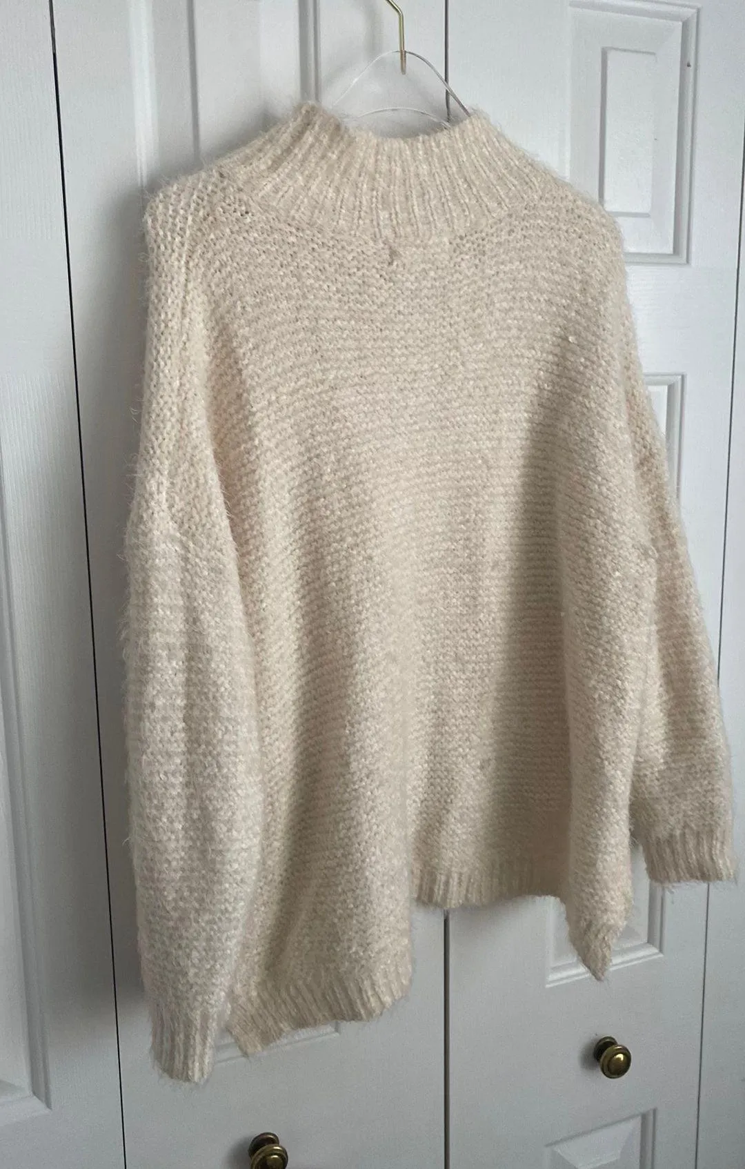 Altar'd State  Mockneck Sweater Cream Cropped Chenille - Image 3