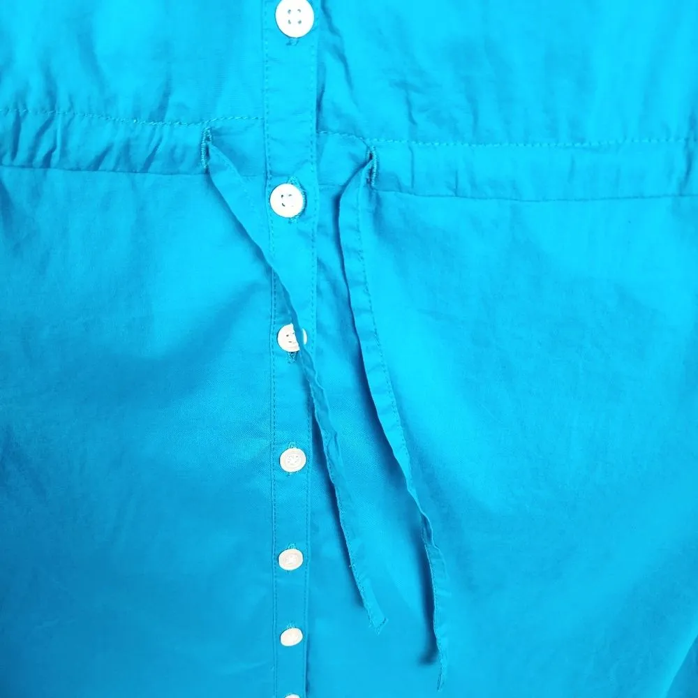 Eddie Bauer Cotton Dress Turquoise Embroidered Fit and Flare Sun Summer Size 6P - Image 6