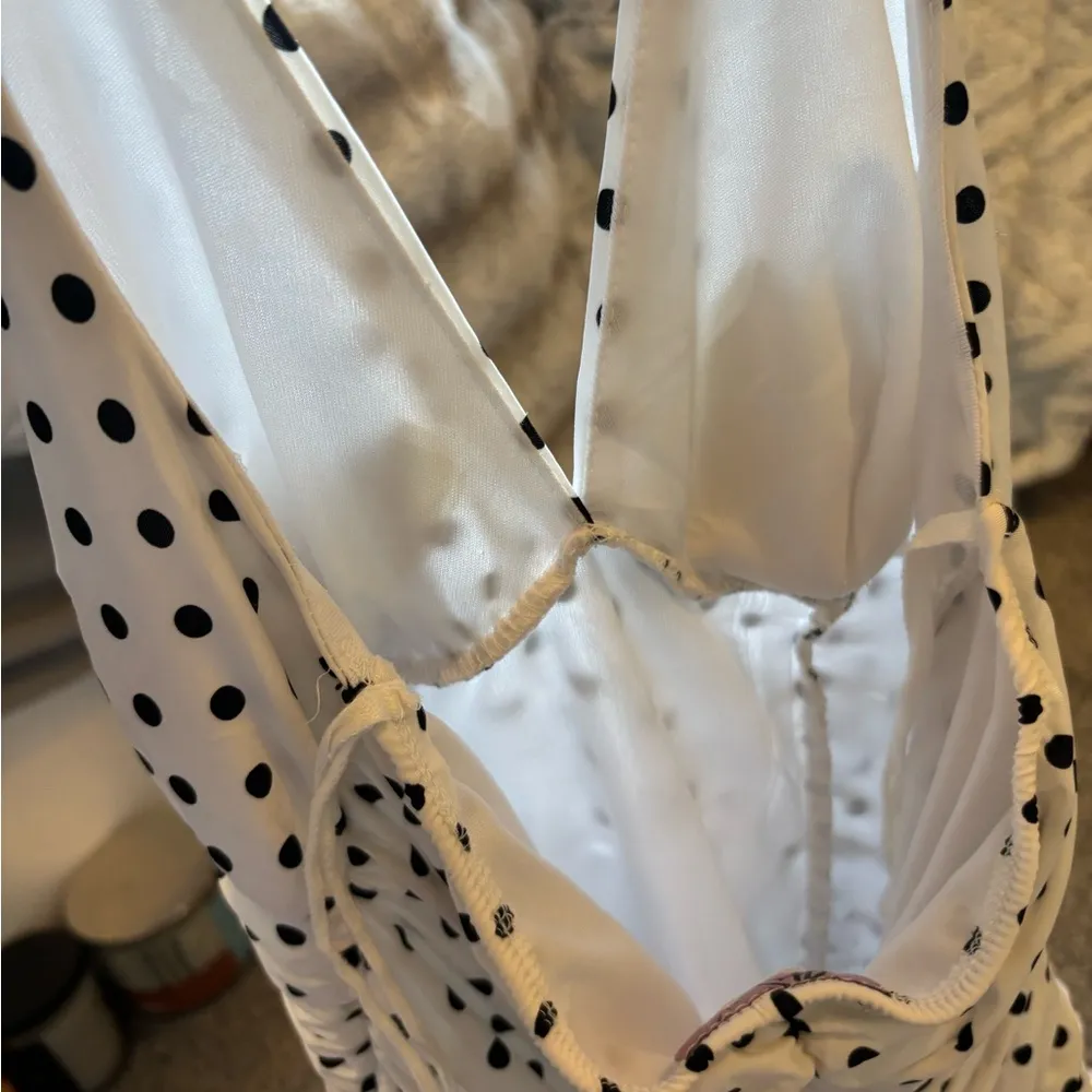 Y2K Polka Dot Halter Dress White Size M - Image 4
