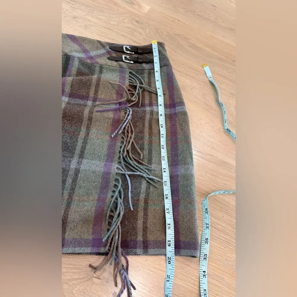 Lauren Ralph Lauren Plaid Fringe Trim Tweed Mini Skirt size 12 NWT - Image 9