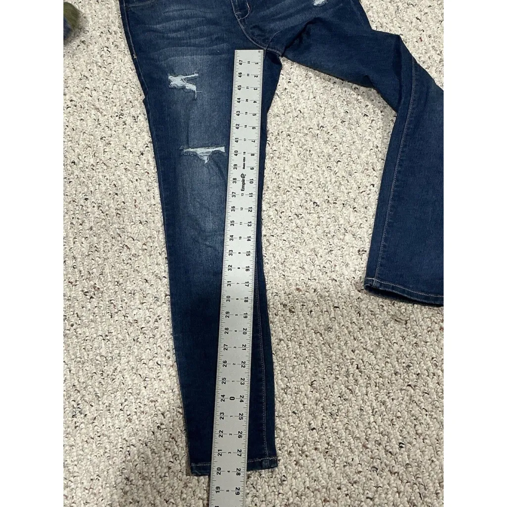 Woman’s Astar Size 7 Denim Jeans Straight Leg Ankle Stretch Low Rise Blue - Image 7