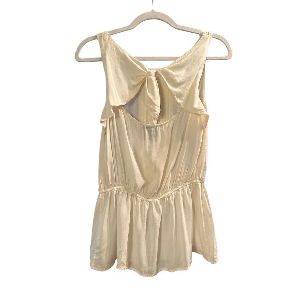 Anthropologie Vanessa Virginia Ivory Pleated Sleeveless Blouse boho peasant effo - Image 2