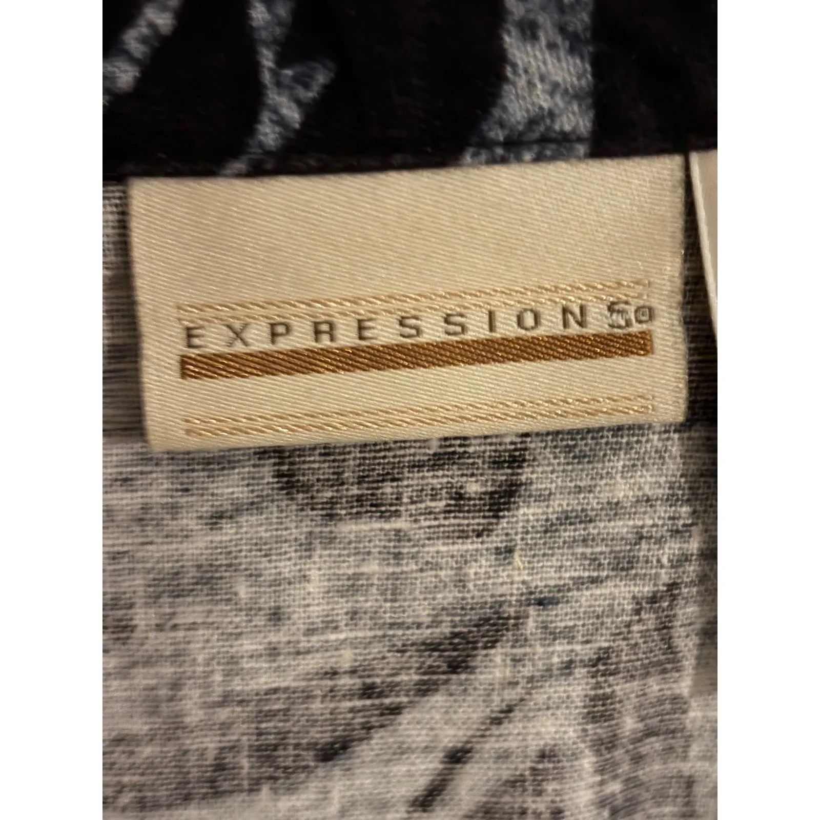 Expressions Women's Button Up Shirt Linen‎ Rayon Floral Black Blue Size 16 - Image 3