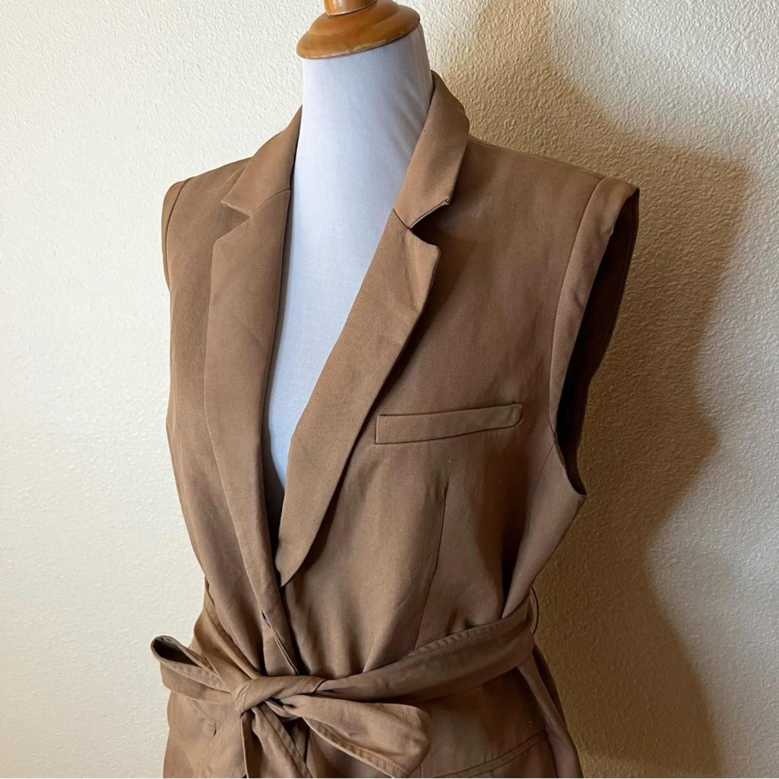 Everlane The Tencel khaki sleeveless blazer vest 10 - Image 3