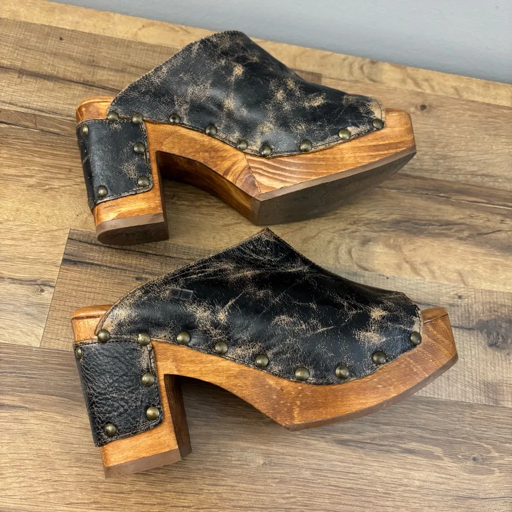 Bed Stu  Deva Mule Clogs Platform Sandal Black Lux Distressed Leather Women’s - Image 8