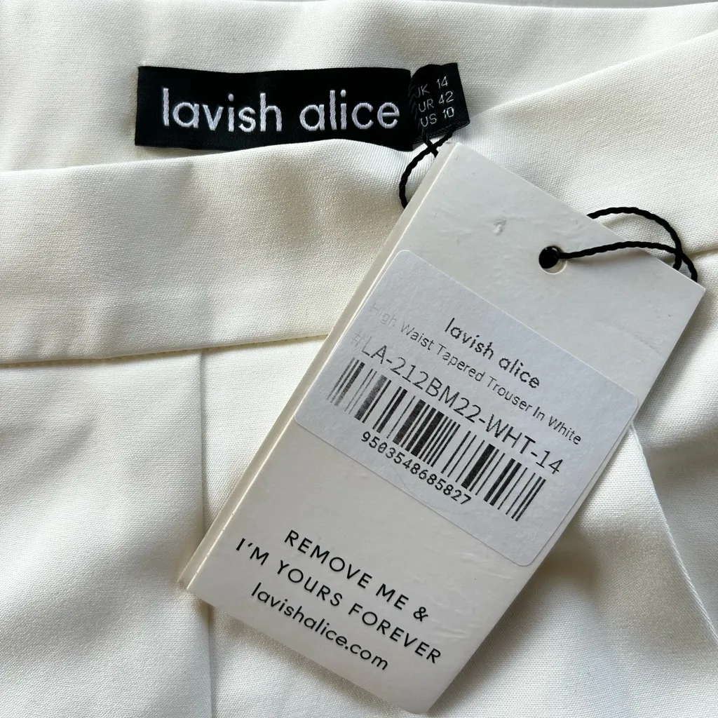 Lavish Alice High Waisted Taper Trousers in White Size 10 NWT Bridal Officewear - Image 4