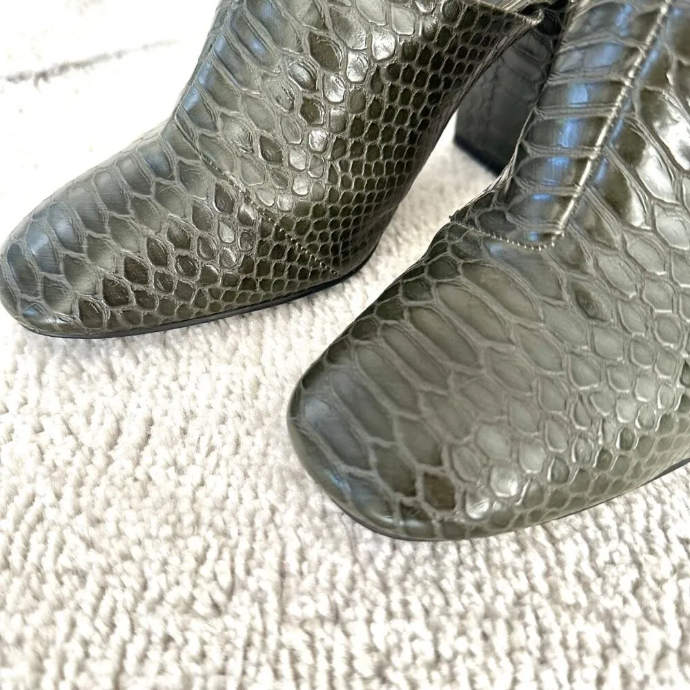 Urban Outfitters Hunter Green Embossed Faux Leather Mule Square Toe Heels Sz 8 - Image 4