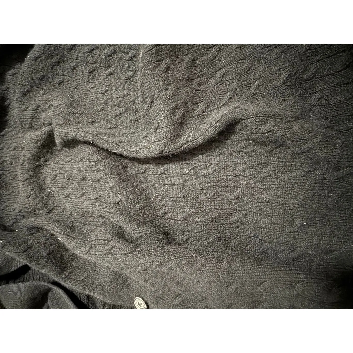 Orvis black wool cashmere button scarf wrap 60x20 - Image 2