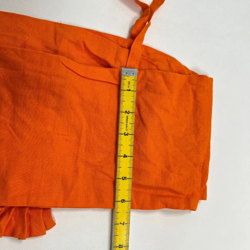 NWOT Farm Rio Orange Bow Linen Crop Top Square Neck Sleeveless Statement Tank M - Image 15