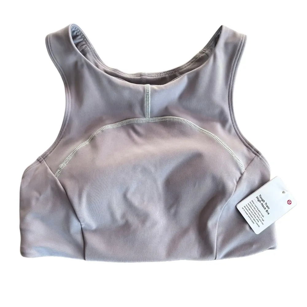 Lululemon NWT  Tough Train High-Neck Bra Medium Support Mauve Grey / Light Sage - Image 4