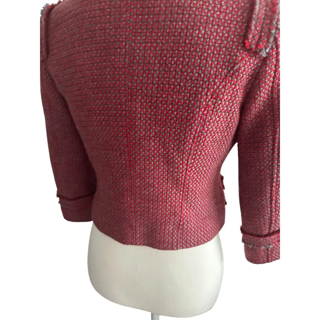 HINGE Red Gray Wool Blend Blazer Jacket Size XS (0/2) - Image 7