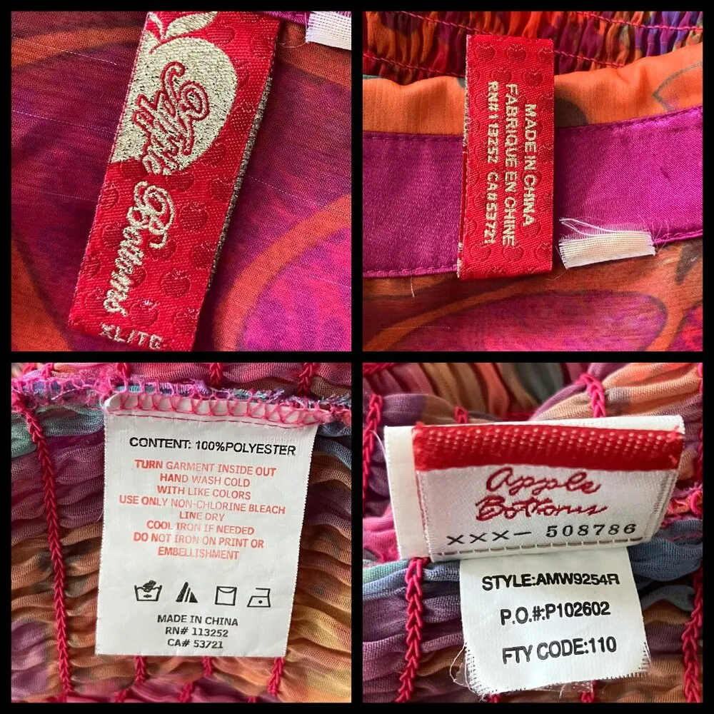 Vintage Y2K Apple Bottom Colorful Psychedelic Sheer Blouse Top Trashy2K M/L Pink - Image 11