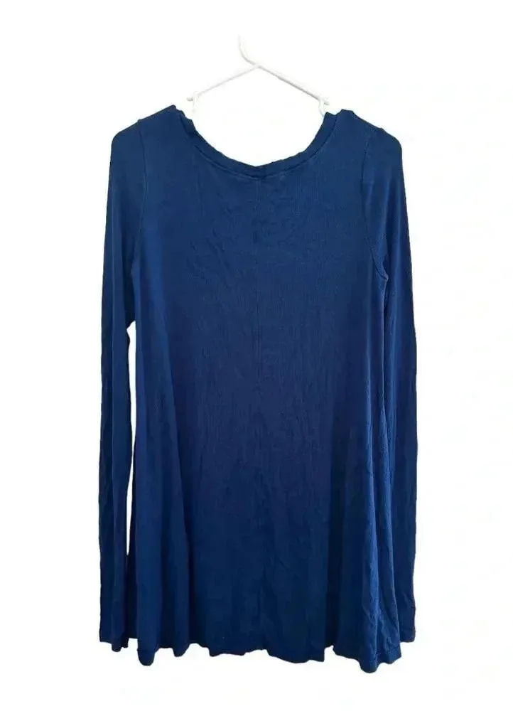 FREE PEOPLE Navy Blue Long Sleeve Tunic Boho // Size Medium - Image 3