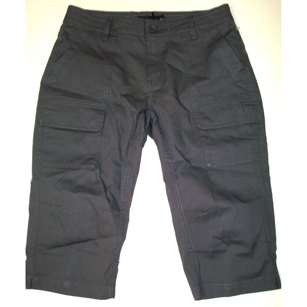 Womens 8 New NWT Gray Hike Shorts Pocket Long UPF 40 Trail Elle Prana Knicker - Image 2