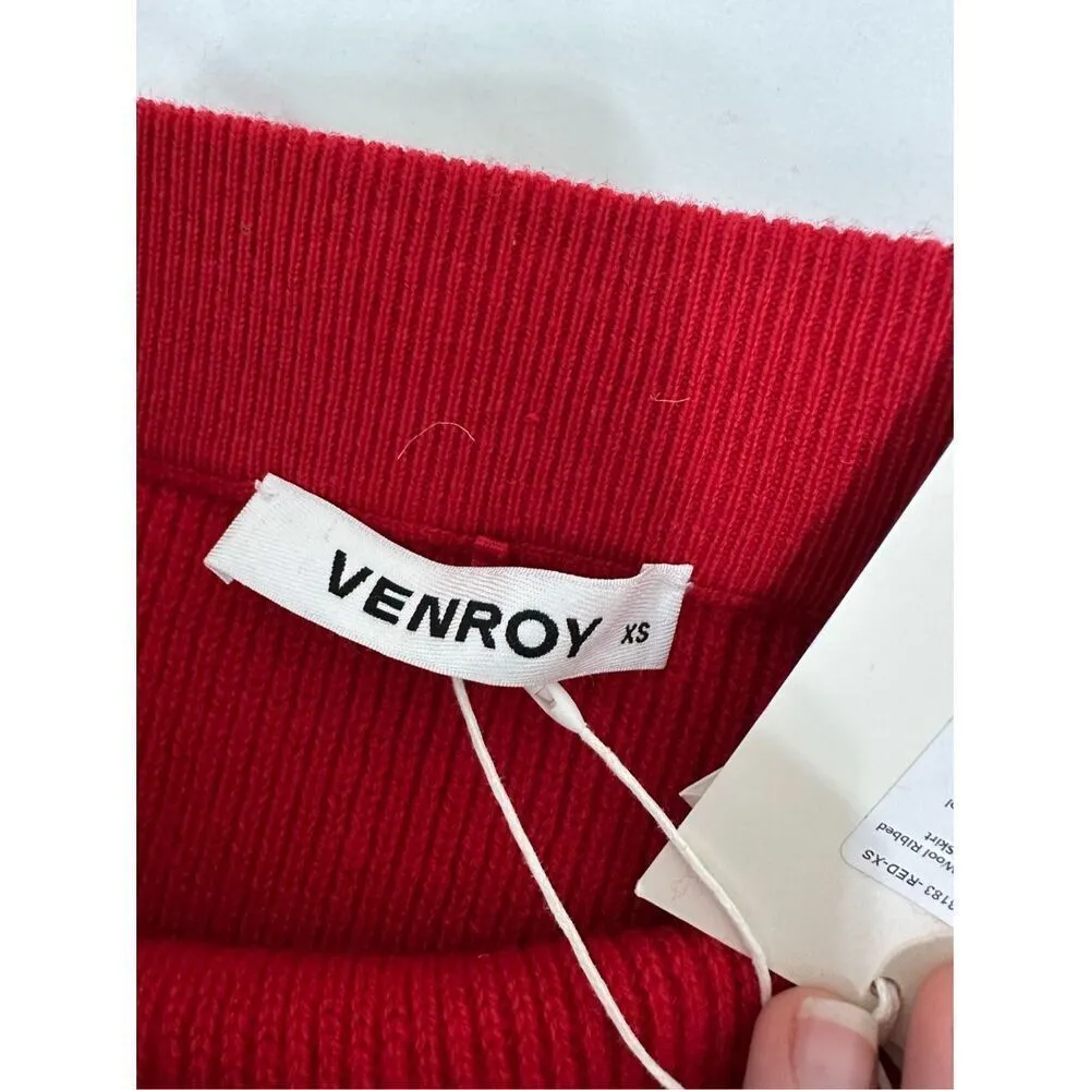 NWT Venroy 100% Wool Ribbed Knit Skirt XS Red - Image 4