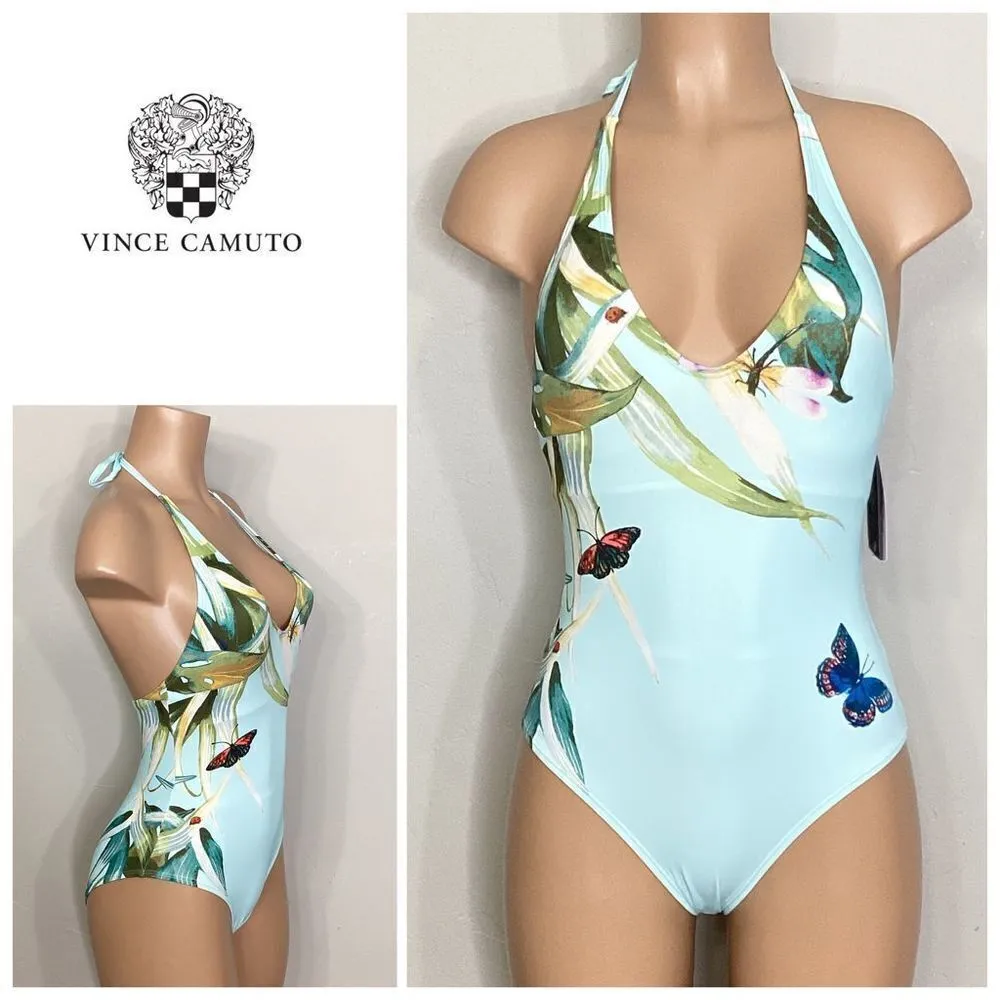 New. VINCE CAMUTO plunge neck butterfly swimsuit. 6. Normally $114 - Image 2