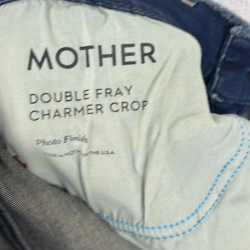 Mother women’s double fray charmer crop dark wash jean Blue Size 27 - Image 4