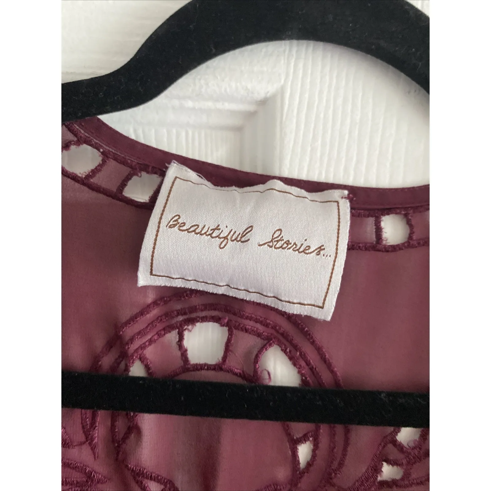 Anthropologie Beautiful Stories Women Dalia Kimono Top‎ Cover Up Cutouts Boho OS Purple Size undefined - Image 3