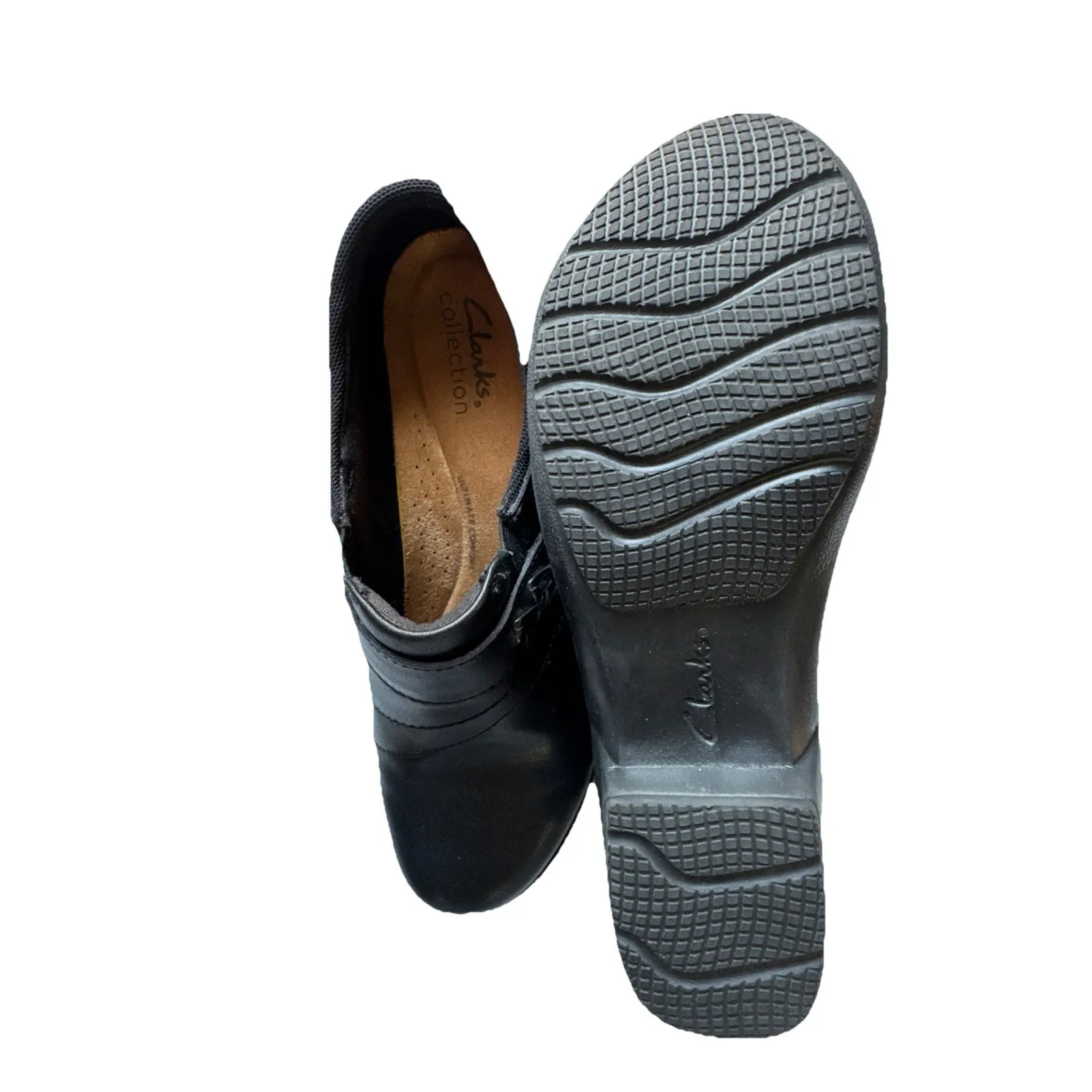 CLARKS Womens 6.5 Black Angie Pearl Leather Slip On Loafer Casual Comfort Shoe‎ - Image 7