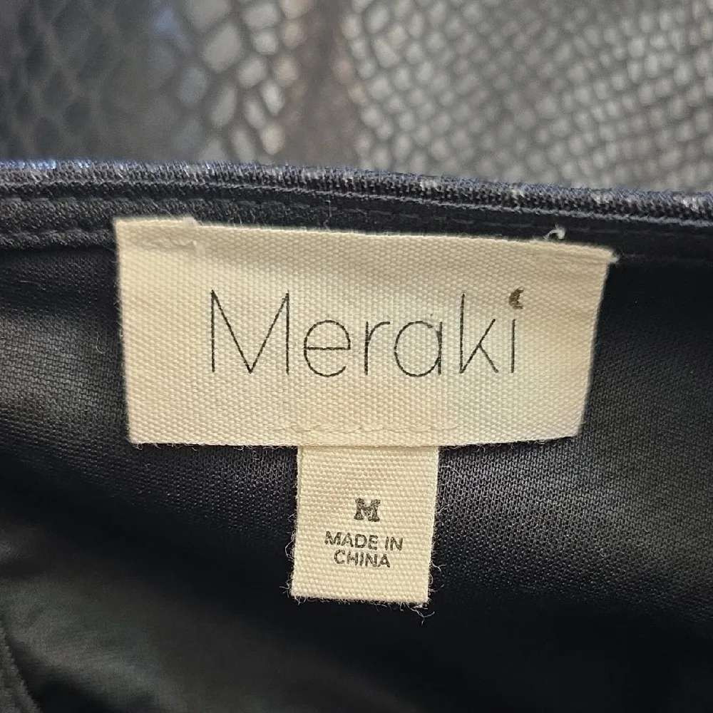 Meraki Black Faux Snakeskin Crop Top Puffy Sleeves Size M - Image 7