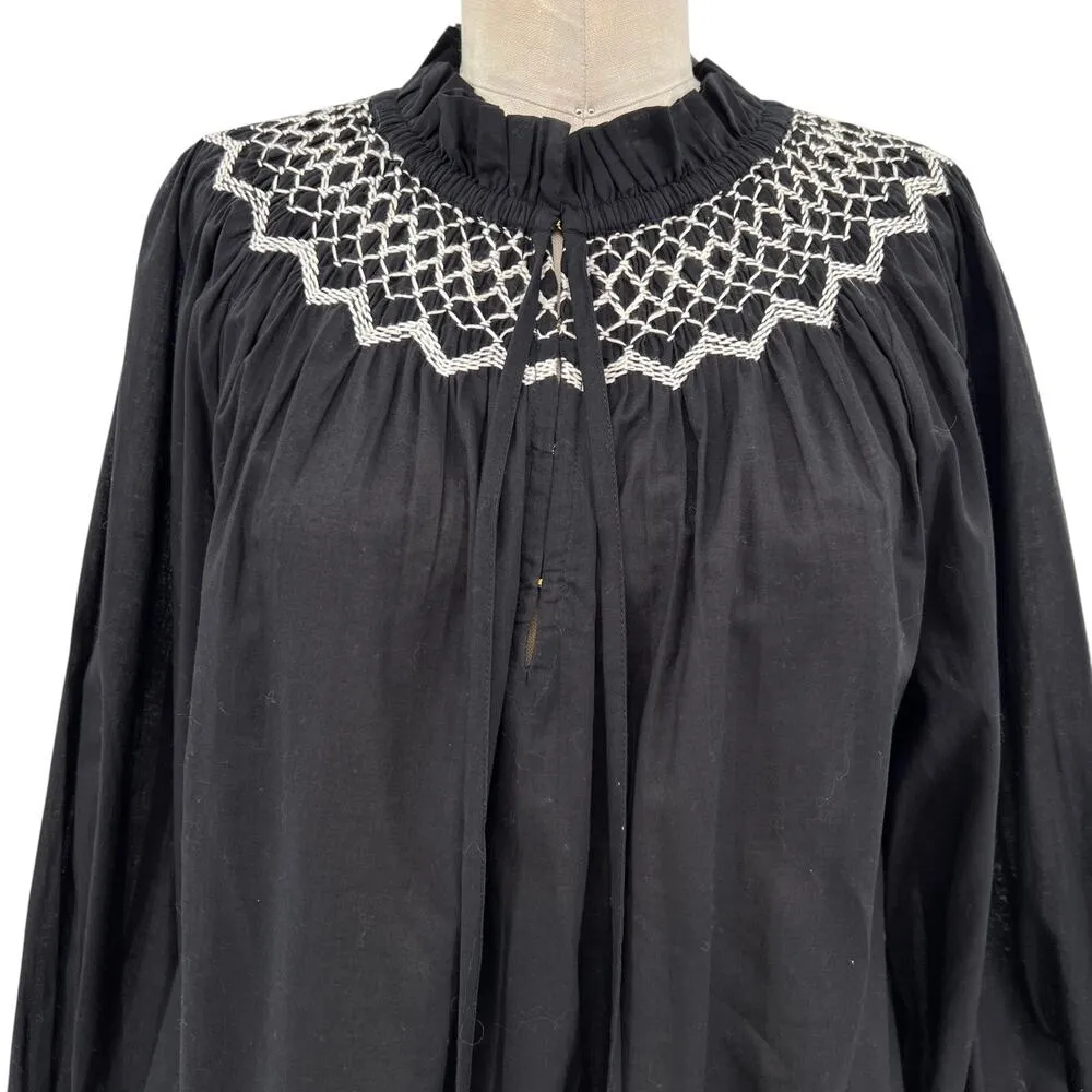 Figue‎ Charlie Top Black Long Sleeve Embroidered Blouse Size XL - Image 6