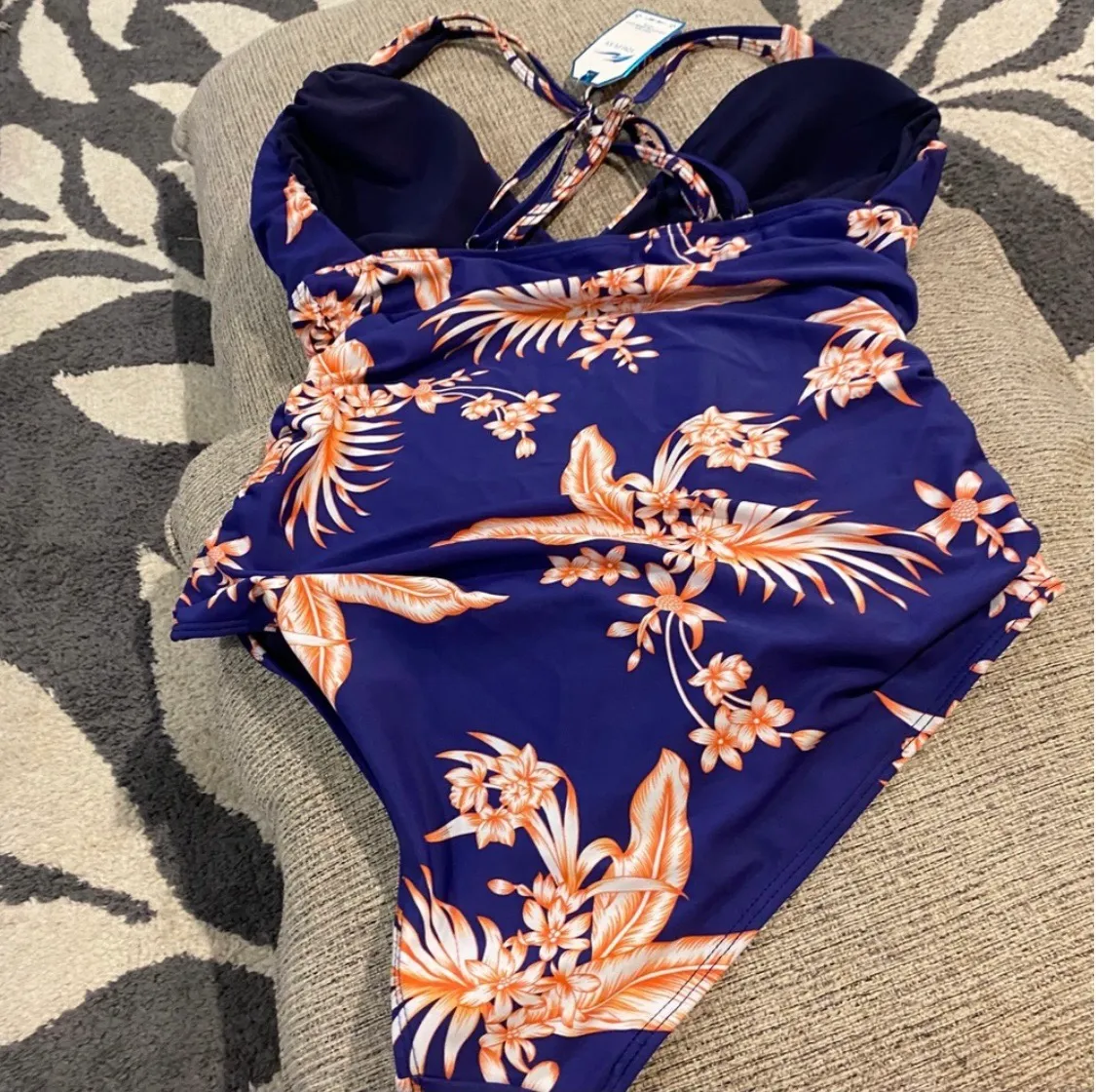 Tummy Control Ruched  Front Cross Backless one piece swimwear - Image 8