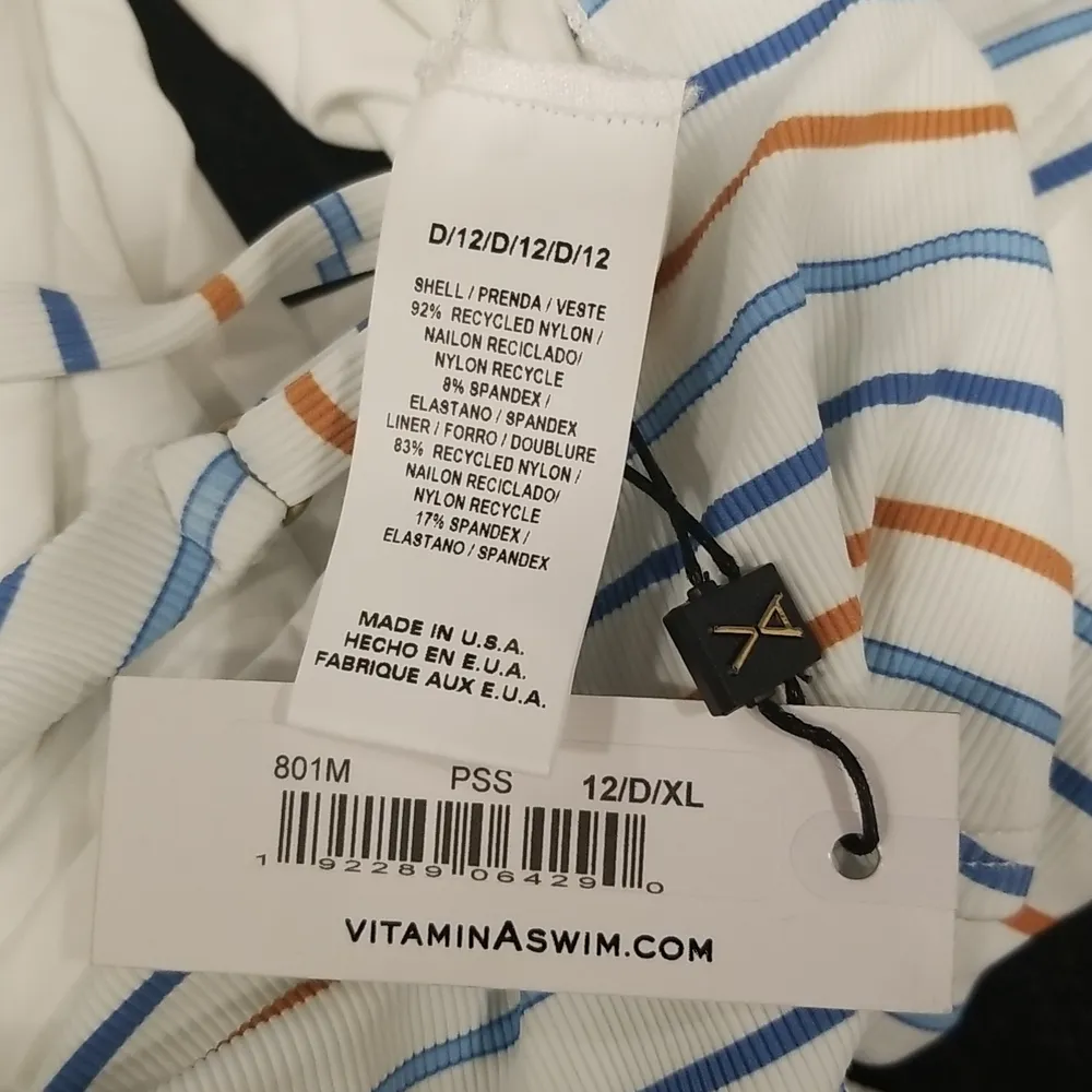 💕VITAMIN A💕 Yasmeen One Piece Swimsuit ~ Palm Springs Stripe 12 D XL NWT - Image 16