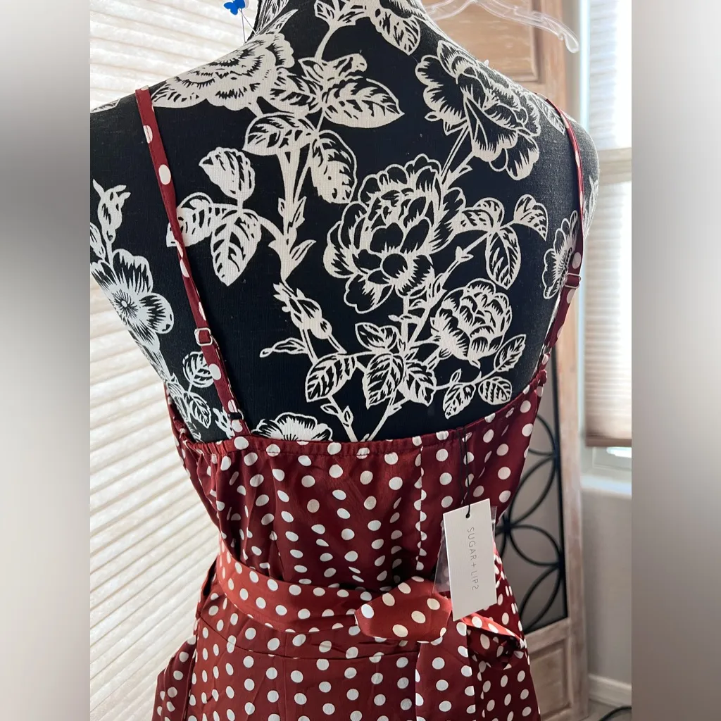 Sugarlips Wrap Dress Terracotta Polka‎ Dot Adjustable sz L NWT - Image 13