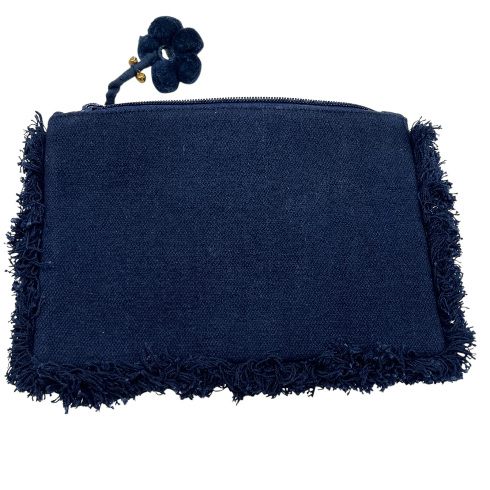 Shiraleah Chicago Beaded Fringe Boho Clutch Bag Navy Pink Tribal Embellished - Image 3