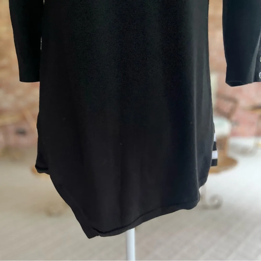 WHBM Sweater Tunic Striped Black White Metallic Asymmetrical S Preppy Casual Mod - Image 13