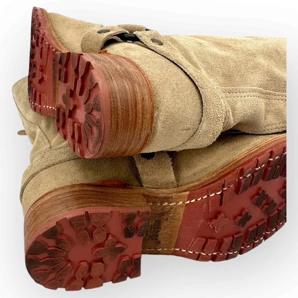 Vintage Juliette Harness beige suede Classic American heritage boots buckle - Image 7