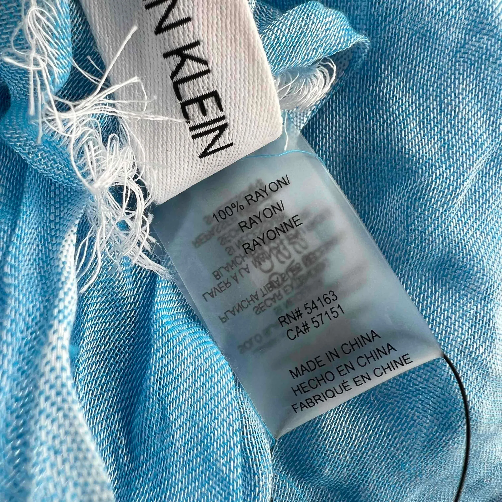 Calvin‎ Klein Light Blue Crinkled Lightweight Rectangular Scarf Womens New - Image 3