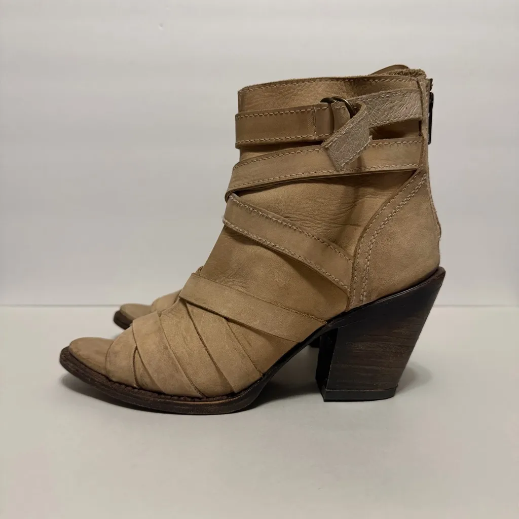 FREEBIRD Leather Ankle Booties Size 7 Strappy Distressed Boho - Image 2