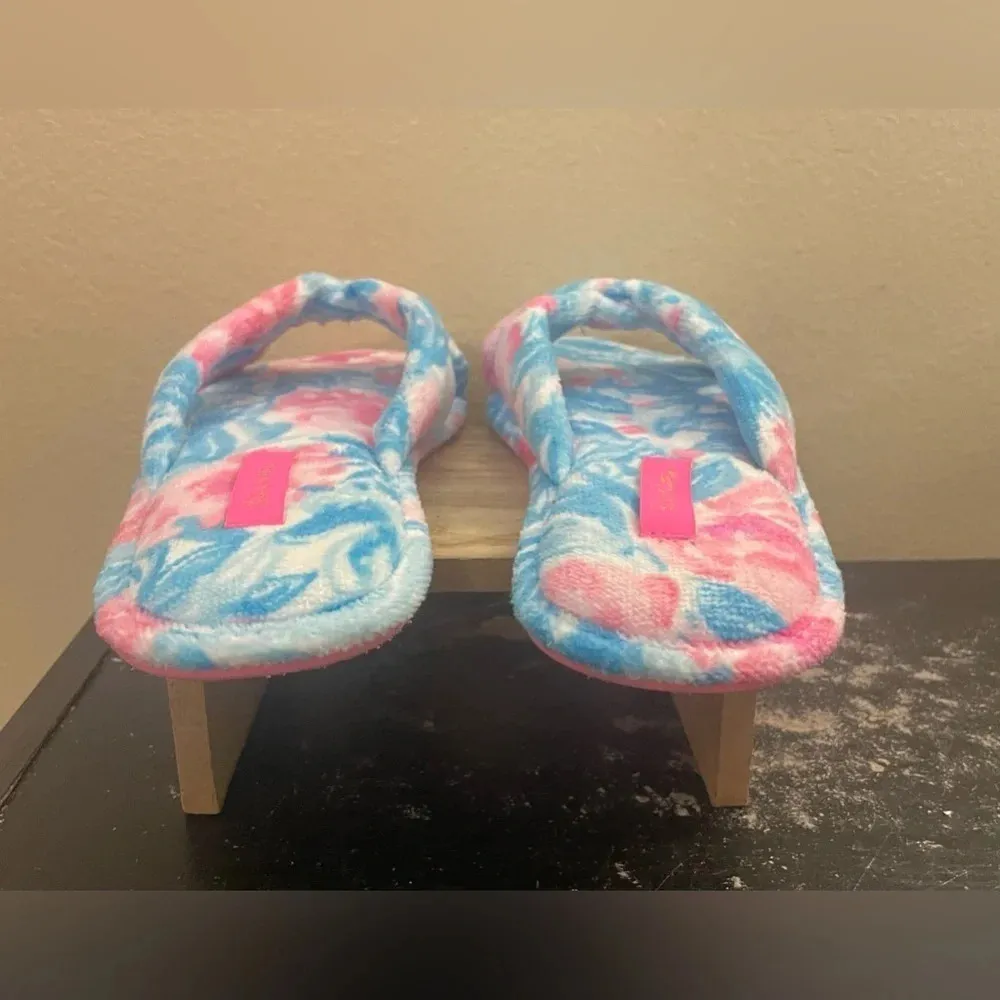 Lilly Pulitzer Bondi Blue My Little Peony Slippers Pool Shoes Preppy Size 7/8 - Image 4