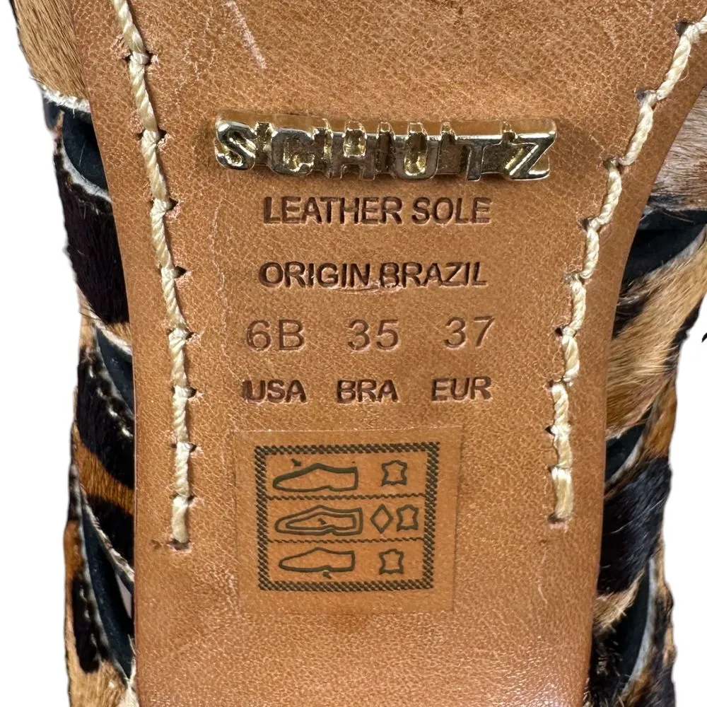 Schutz Ashley Animal Print Calf Hair Stiletto Espadrille Heels Women's 6 B - Image 4