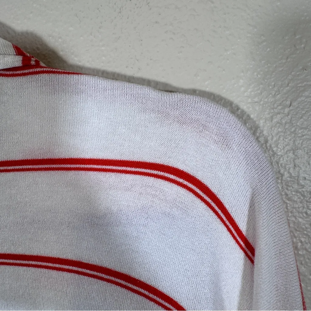 Cabi White Red Striped Longline Cardigan Sweater Womens M Duster Casual Fall - Image 3