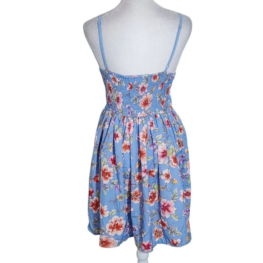 Band of Gypsies Pink and Blue Floral Mini Dress Size Small Wedding Guest Dress - Image 2
