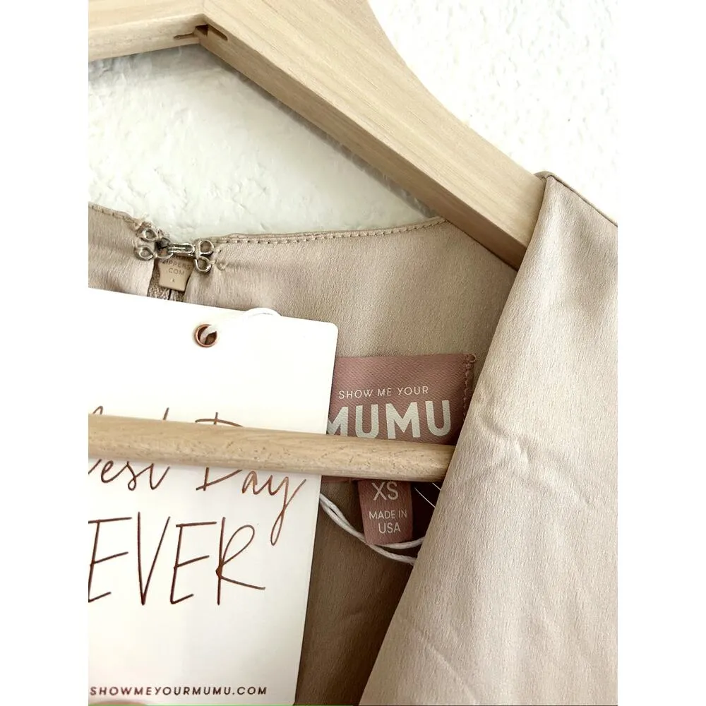 Show Me Your Mumu Rome Twist Gown Champagne Luxe Satin XS NWT - Image 7